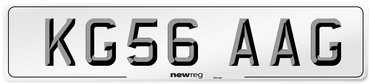 KG56 AAG Number Plate from New Reg